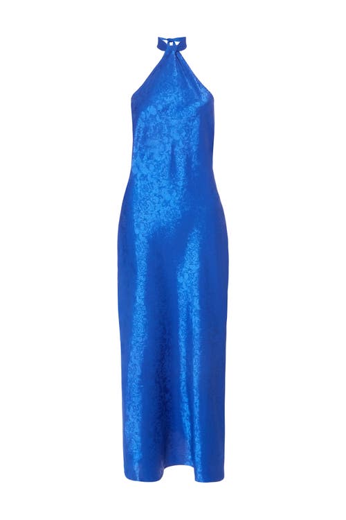 Quiz Satin Halter Neck Maxi Dress In Blue