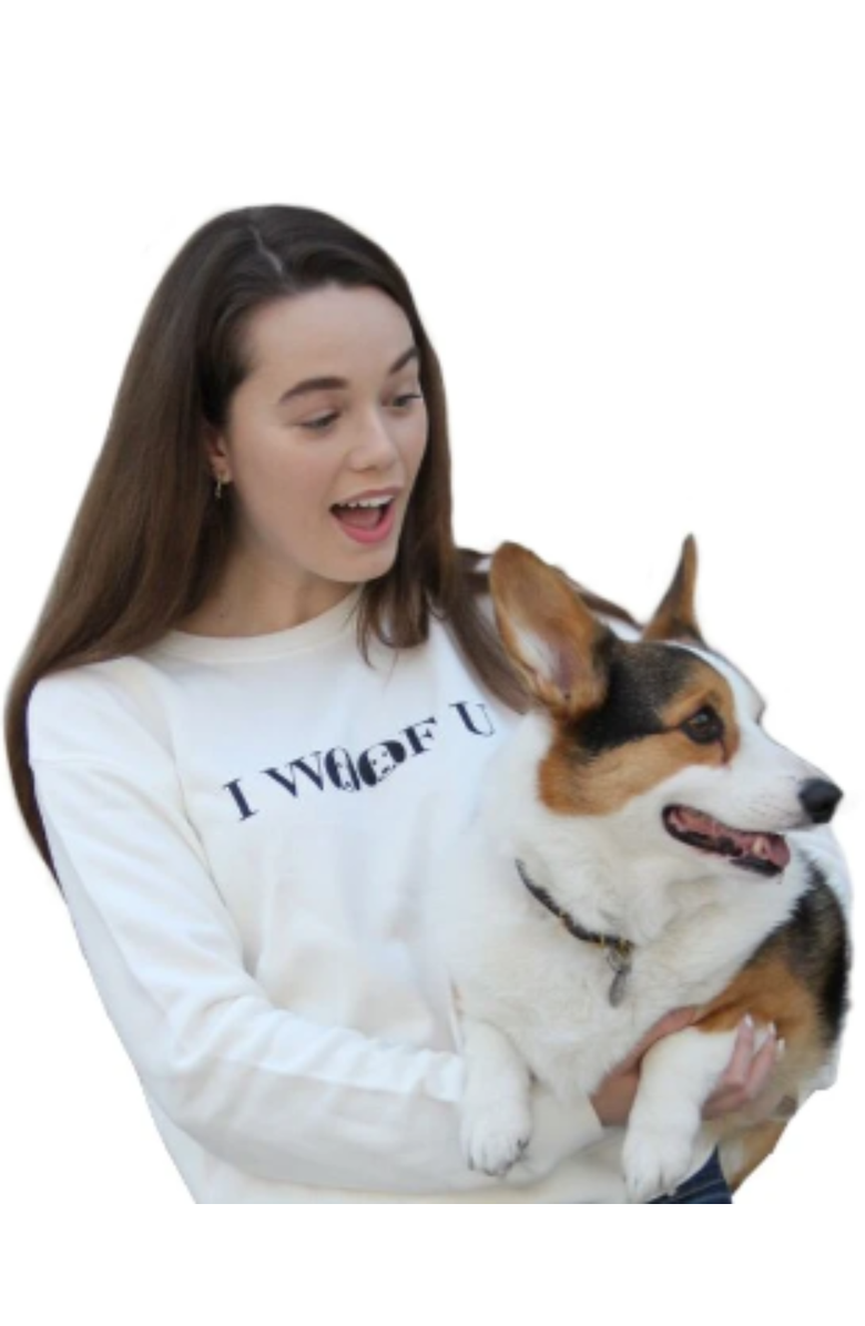 Moshiqa I Woof U Print Sweatshirt, Alternate, color, White