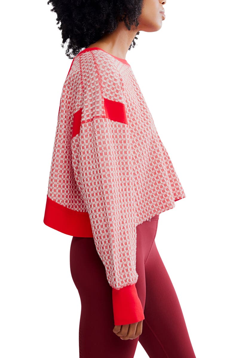 Free People My Time Textured Waffle Knit Cutout Top, Alternate, color, Victory Red