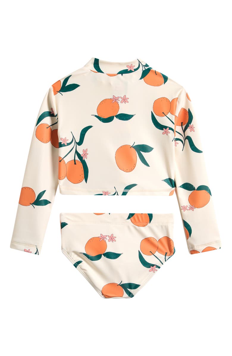 OTTER AVENUE Kids' Long Sleeve Crop Two-Piece Rashguard Swimsuit, Alternate, color, Wishbone Print
