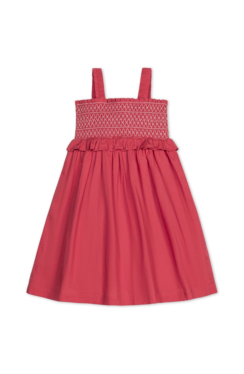 Hope & Henry Girls' Organic Smocked Sundress, Toddler, Alternate, color, Soft Red Solid