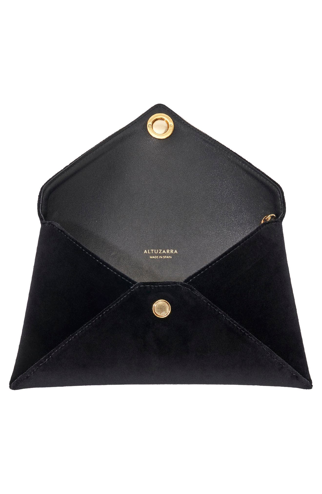 Altuzarra Medallion Velveteen Envelope Clutch, Alternate, color, Black