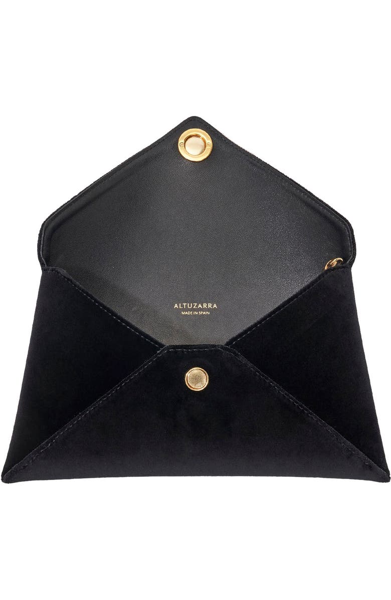 Altuzarra Medallion Velveteen Envelope Clutch, Alternate, color, Black