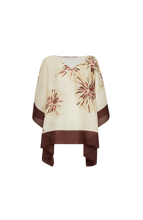 Bloom print poncho-style top
