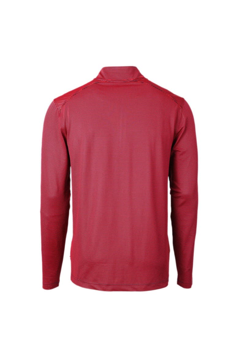 Men's Cutter & Buck Red/Navy Boston Red Sox Virtue Eco Pique Micro Stripe Big & Tall Recycled Quarter-Zip Pullover Top, Alternate, color, Red