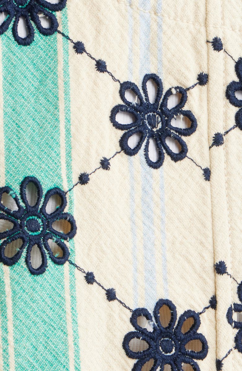 Free People Cassie Mod Stripe Eyelet Cotton Jacket, Alternate, color, Ivory Combo - Stripe