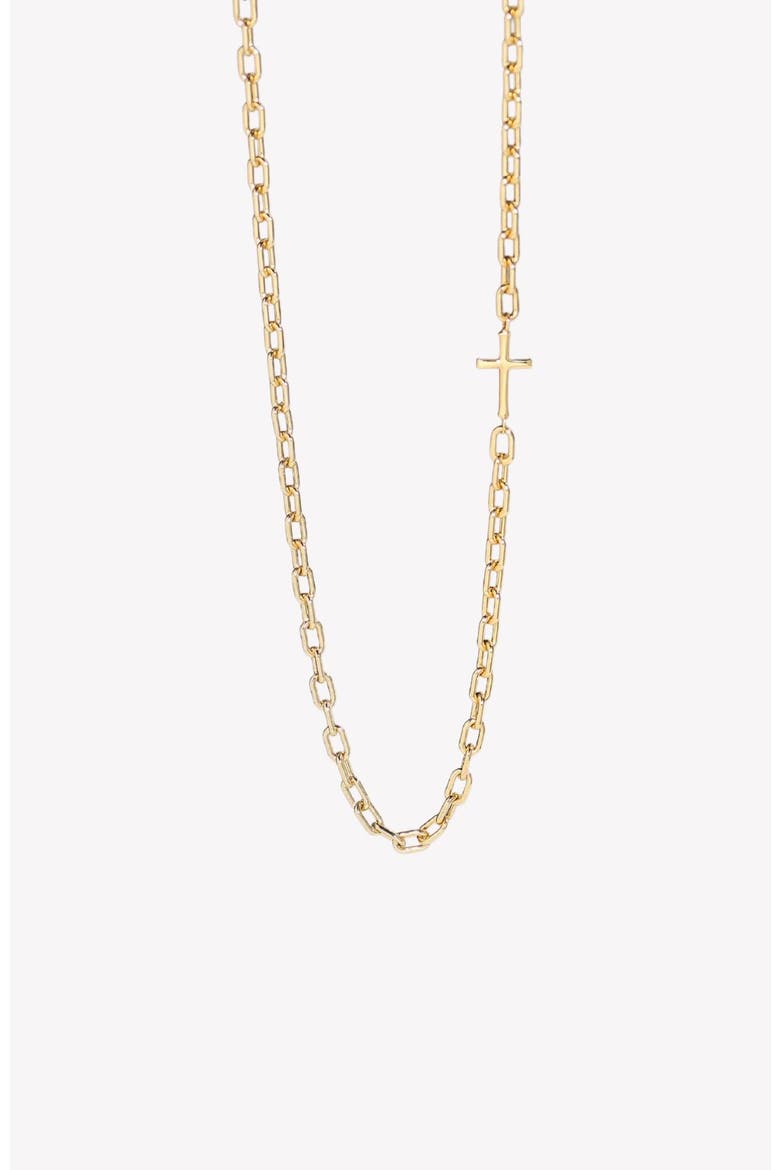 Mini Chain Breaker Cross Necklace, Alternate, color, 18k Gold Plated