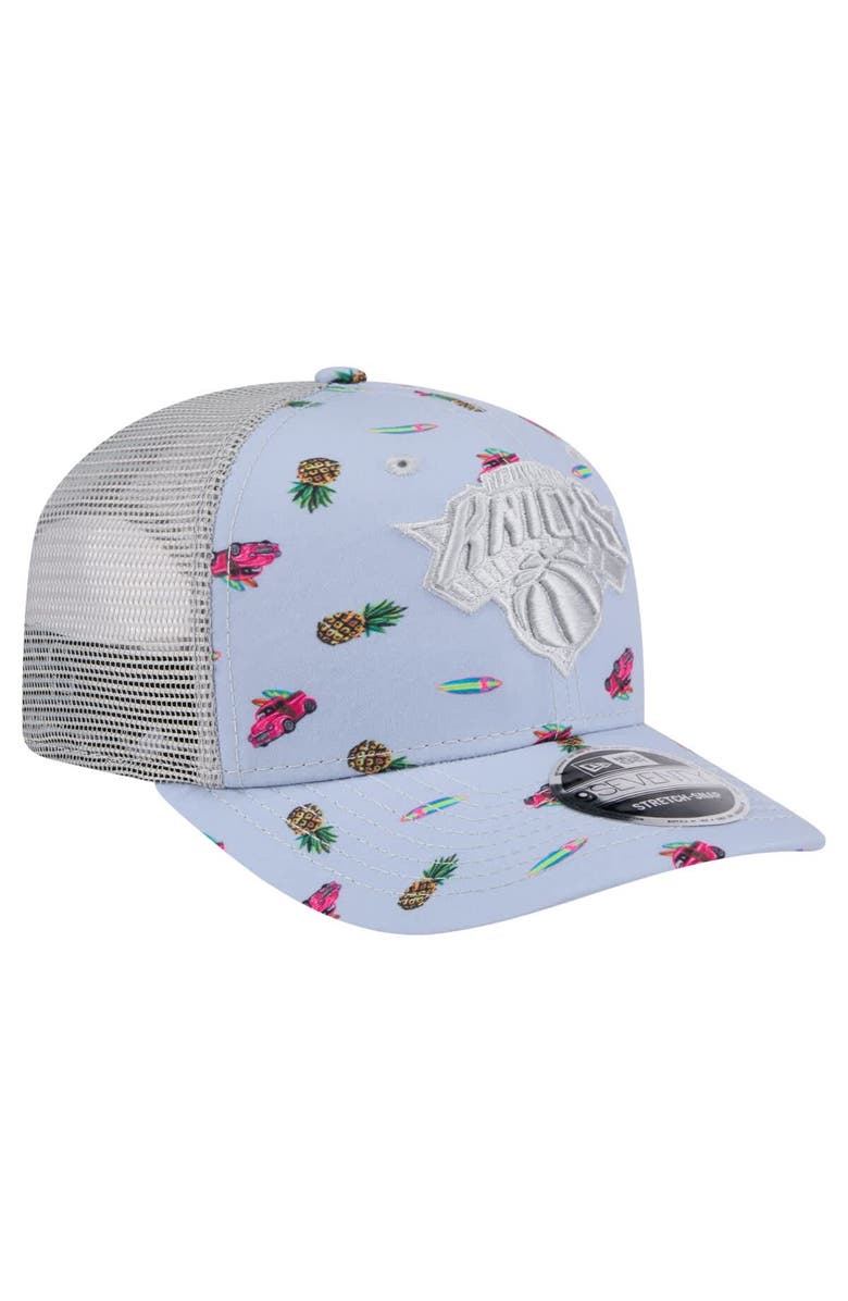 New Era Men's New Era Light Blue/Gray New York Knicks Adventure Aloha Pattern 9SEVENTY Stretch-Snap Hat, Alternate, color, Light Blue