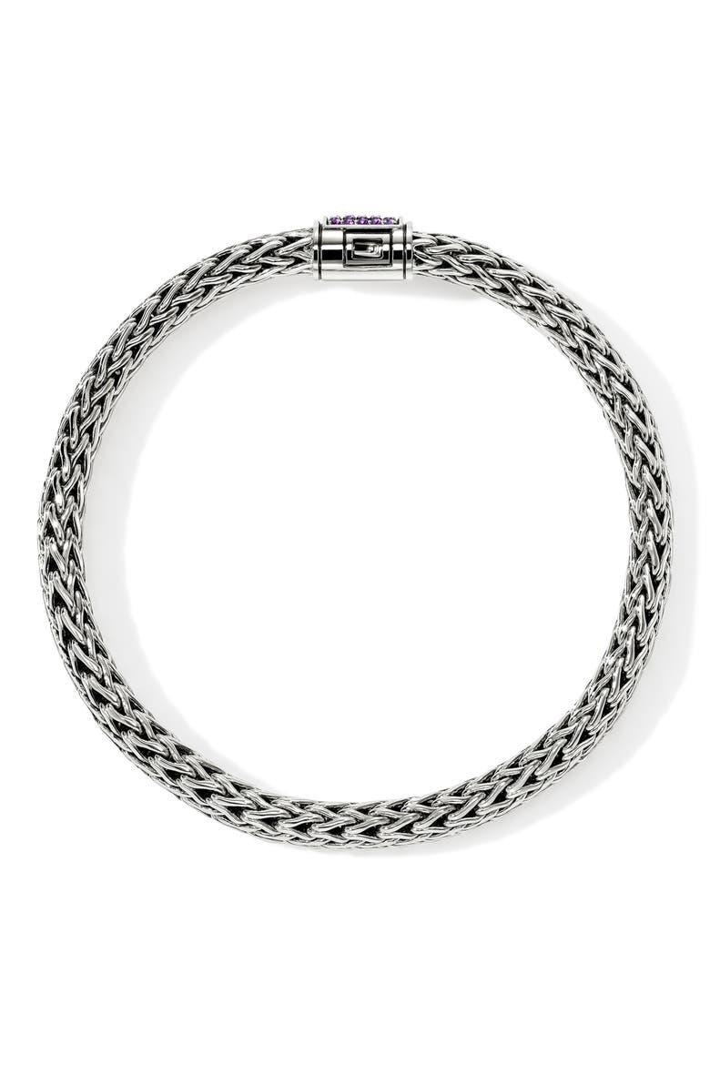 Icon Bracelet, Sterling Silver, Pavé, 6.5mm, Alternate, color, AMETHYST