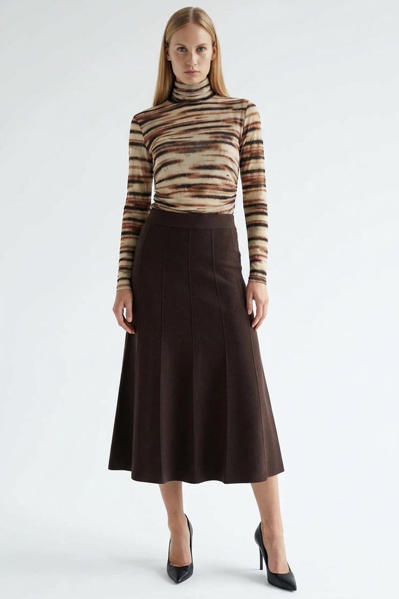 Creed High Waist Knit Midi Skirt, Alternate, color, BROWN