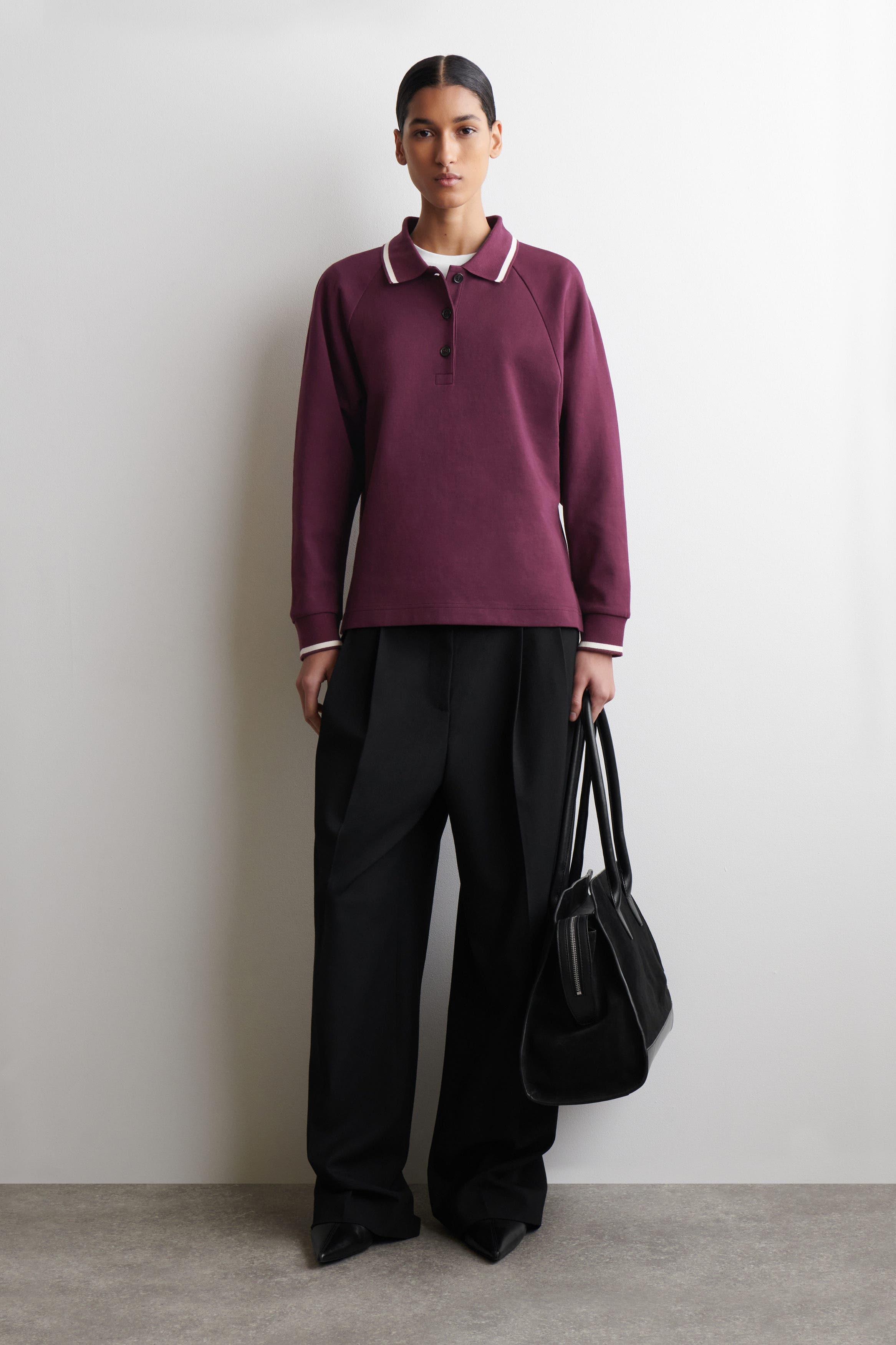 Contrast-Tipped Cotton Polo Top - image 2