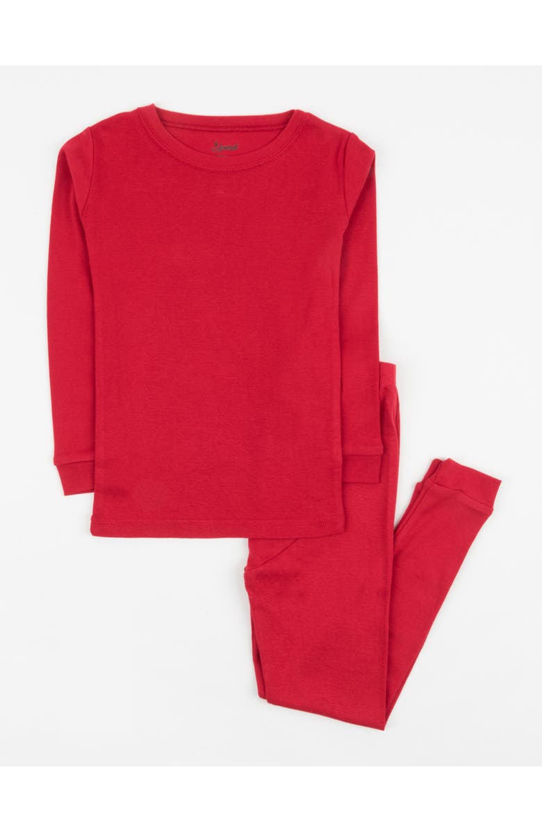 Leveret Kids Two-Piece Solid Cotton Matching Family Pajamas, Main, color, Red