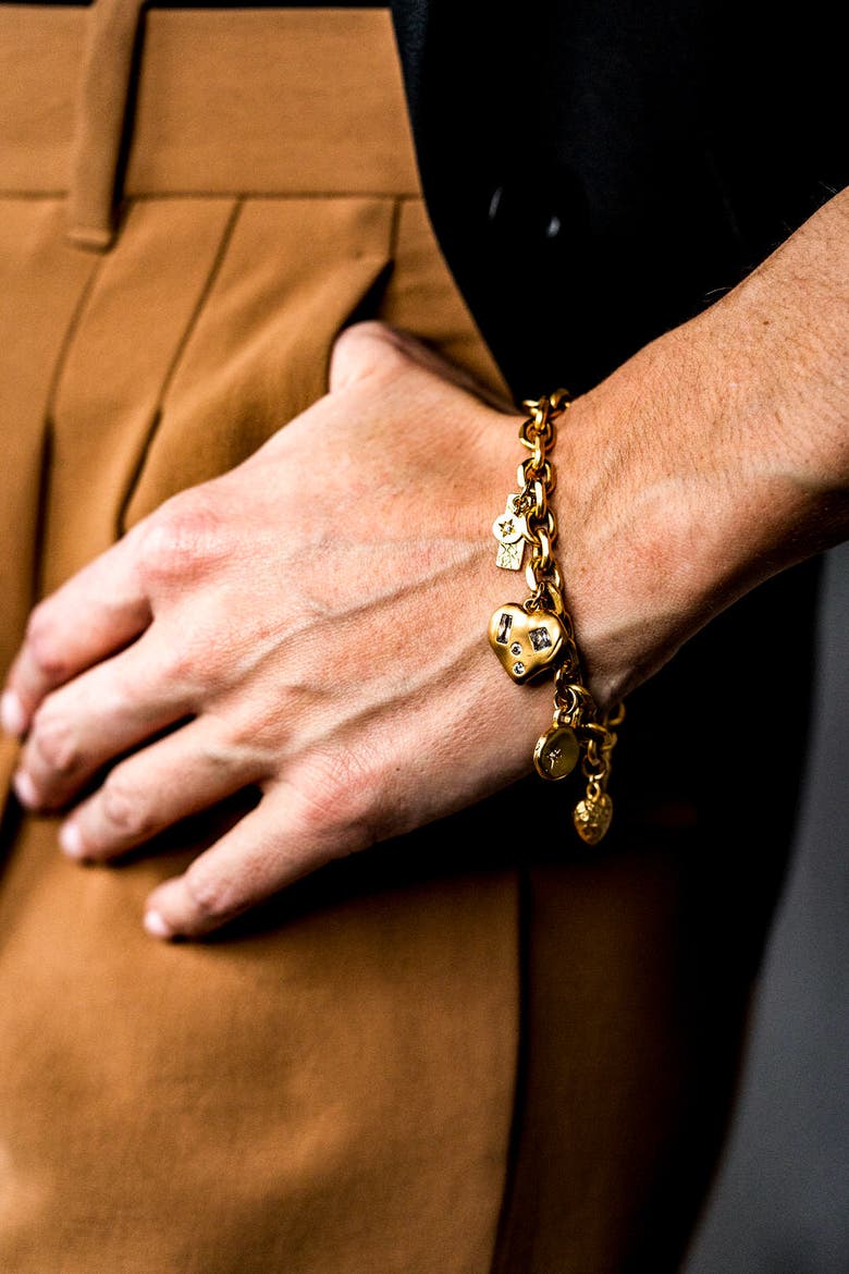 Gold Charm Bracelet, Alternate, color, Gold