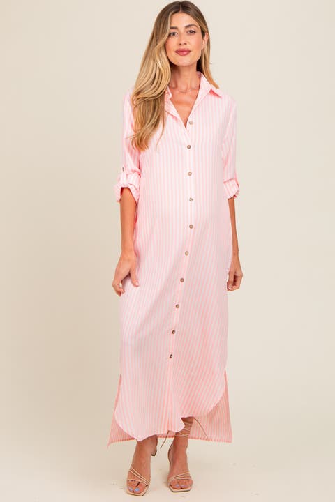 Striped Button Down Maxi Dress