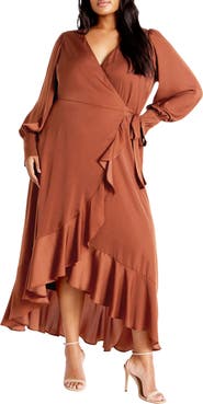 City Chic Marceline Long Sleeve Wrap Maxi Dress