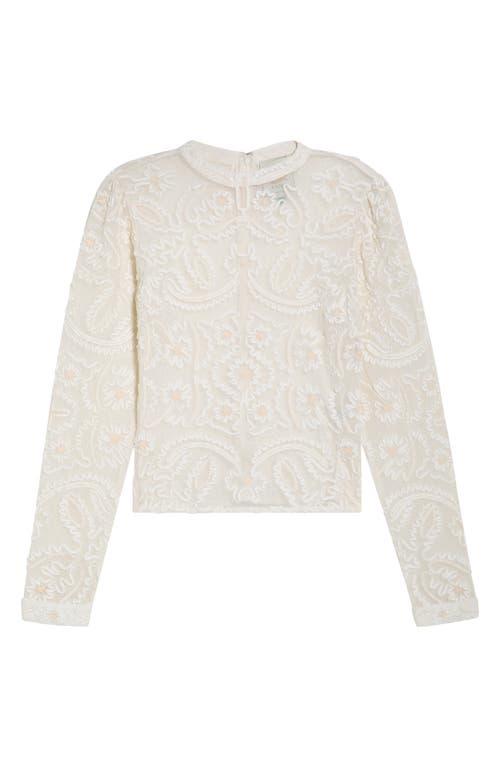 Farm Rio Embroidered Lace Sweater In White