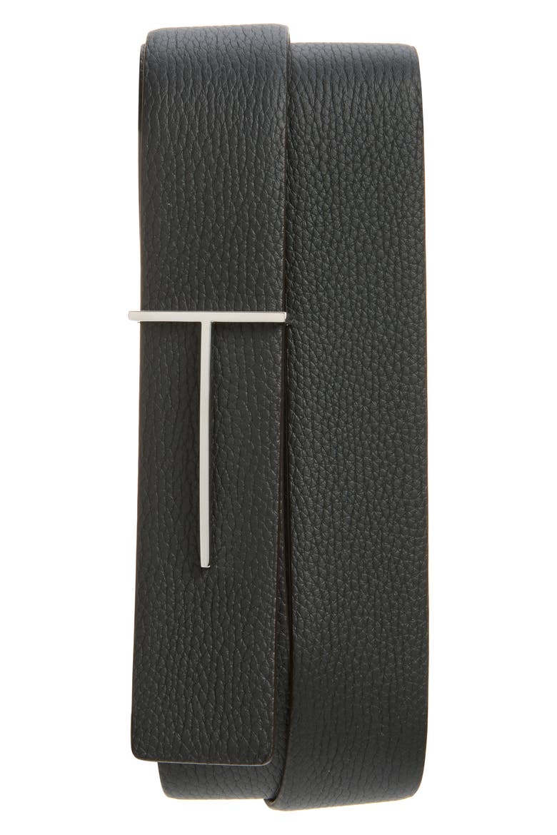 Reversible Slim T Soft Grain Leather Belt, Alternate, color, ENB BROWN/ BLACK