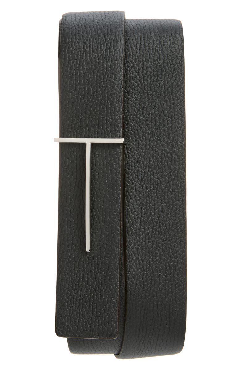 TOM FORD Reversible Slim T Soft Grain Leather Belt, Alternate, color, Enb Brown/ Black