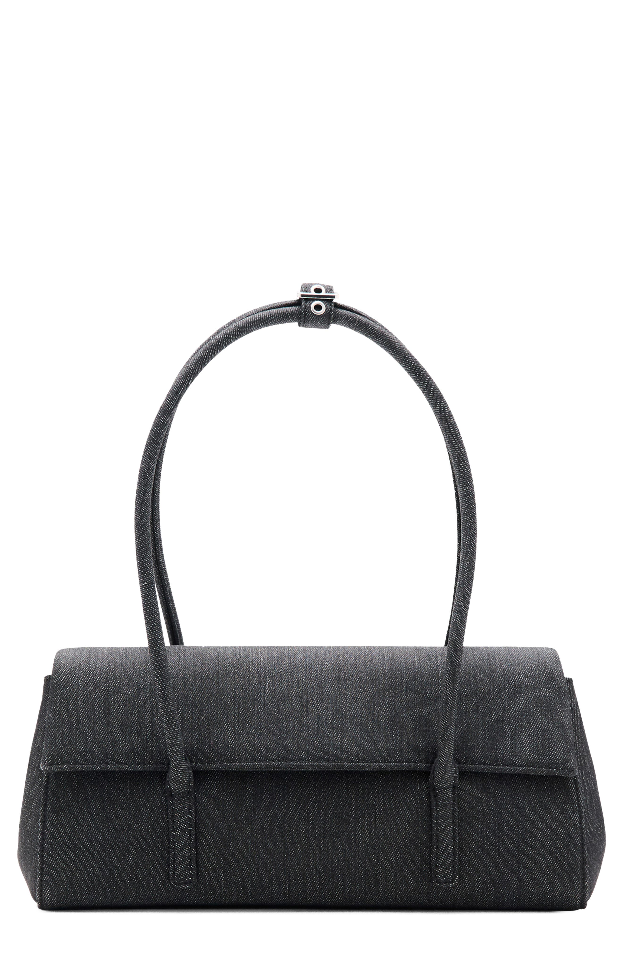 MANGO Denim Shoulder Bag, Main, color, Dark Blue