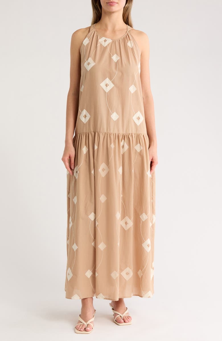Ellen Tracy Halter Neck Cotton Maxi Dress, Main, color, 