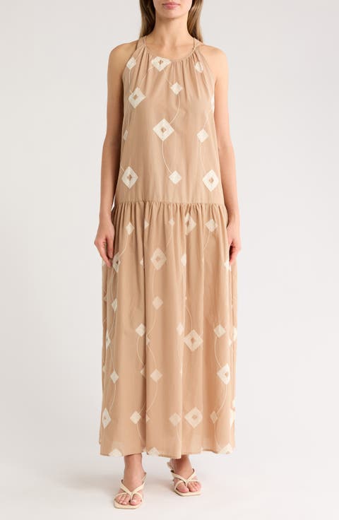 Halter Neck Cotton Maxi Dress