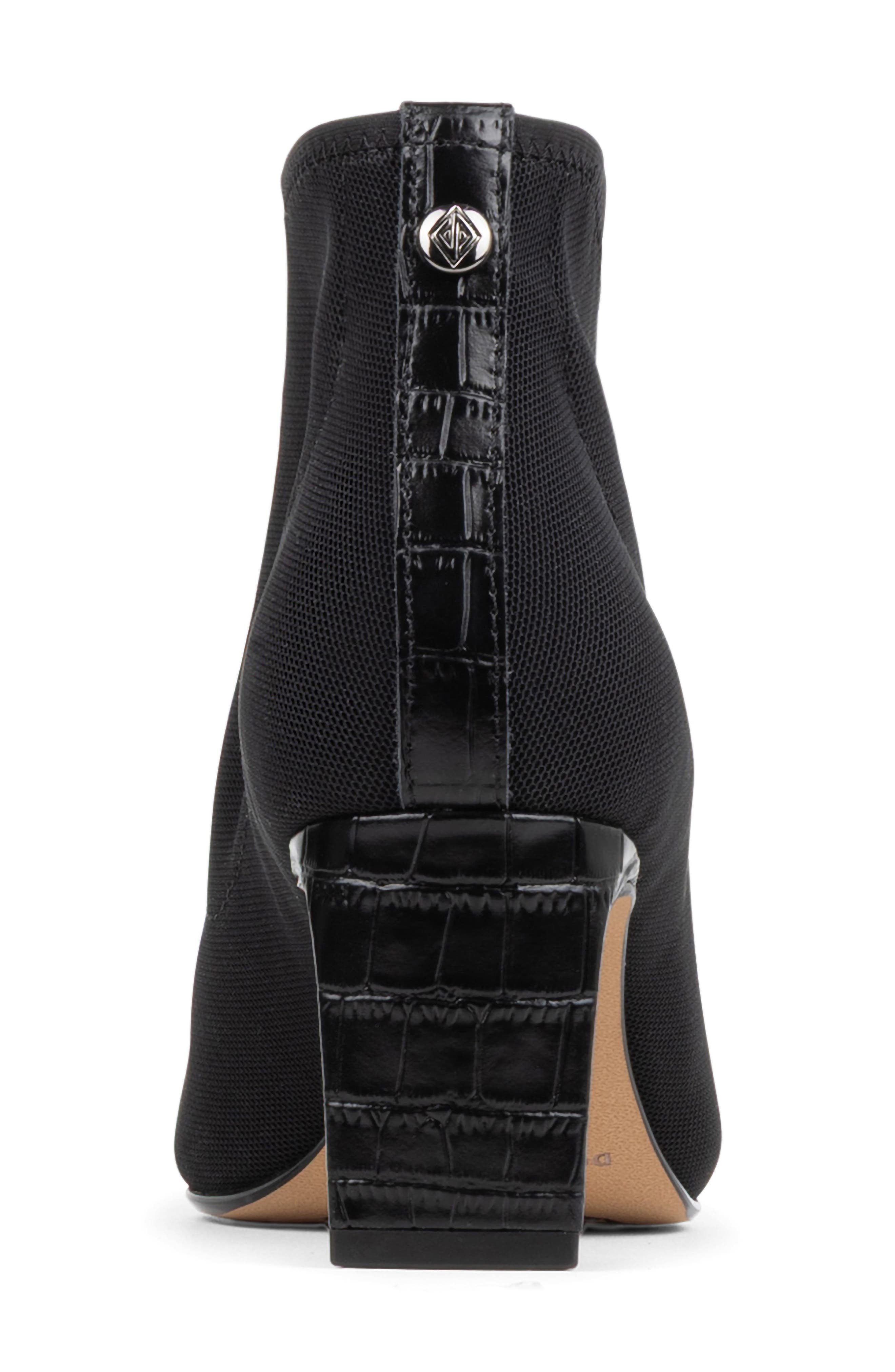Birdee Croc Embossed Trim Bootie, Alternate, color, BLACK