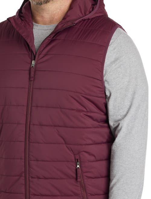 Society Of One By Dxl Big & Tall Hooded Puffer Vest In Burgundy