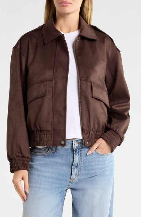 Faux Suede Bomber Jacket