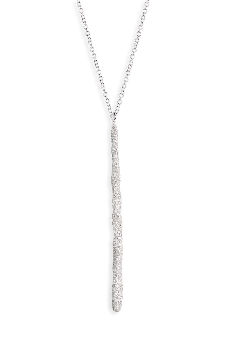 Stardust Pavé Diamond Squiggle Stick Pendant Necklace, Main, color, SILVER