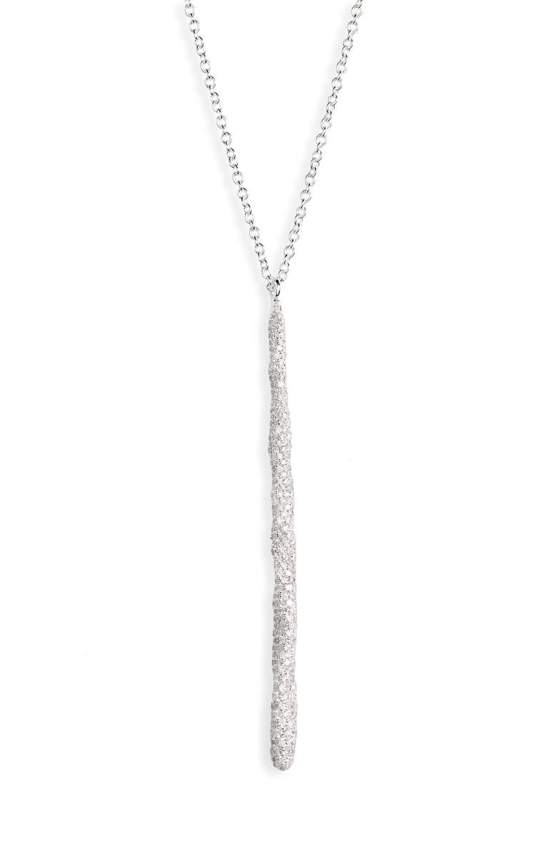 Ippolita Stardust Pavé Diamond Squiggle Stick Pendant Necklace, Main, color, Silver
