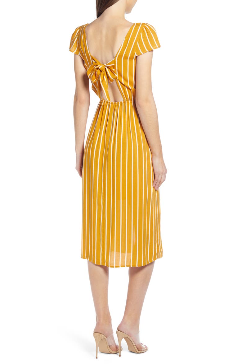 Button Front Midi Dress, Alternate, color, MUSTARD