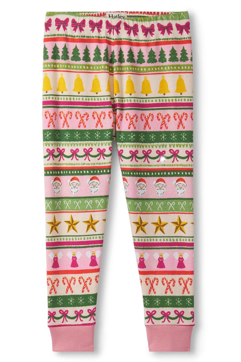 Kids' Holiday Fair Isle Organic Cotton Fitted Two-Piece Pajamas, Alternate, color, PINK