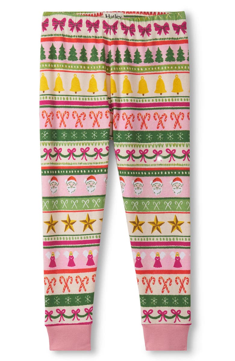 Hatley Kids' Holiday Fair Isle Organic Cotton Fitted Two-Piece Pajamas, Alternate, color, Pink