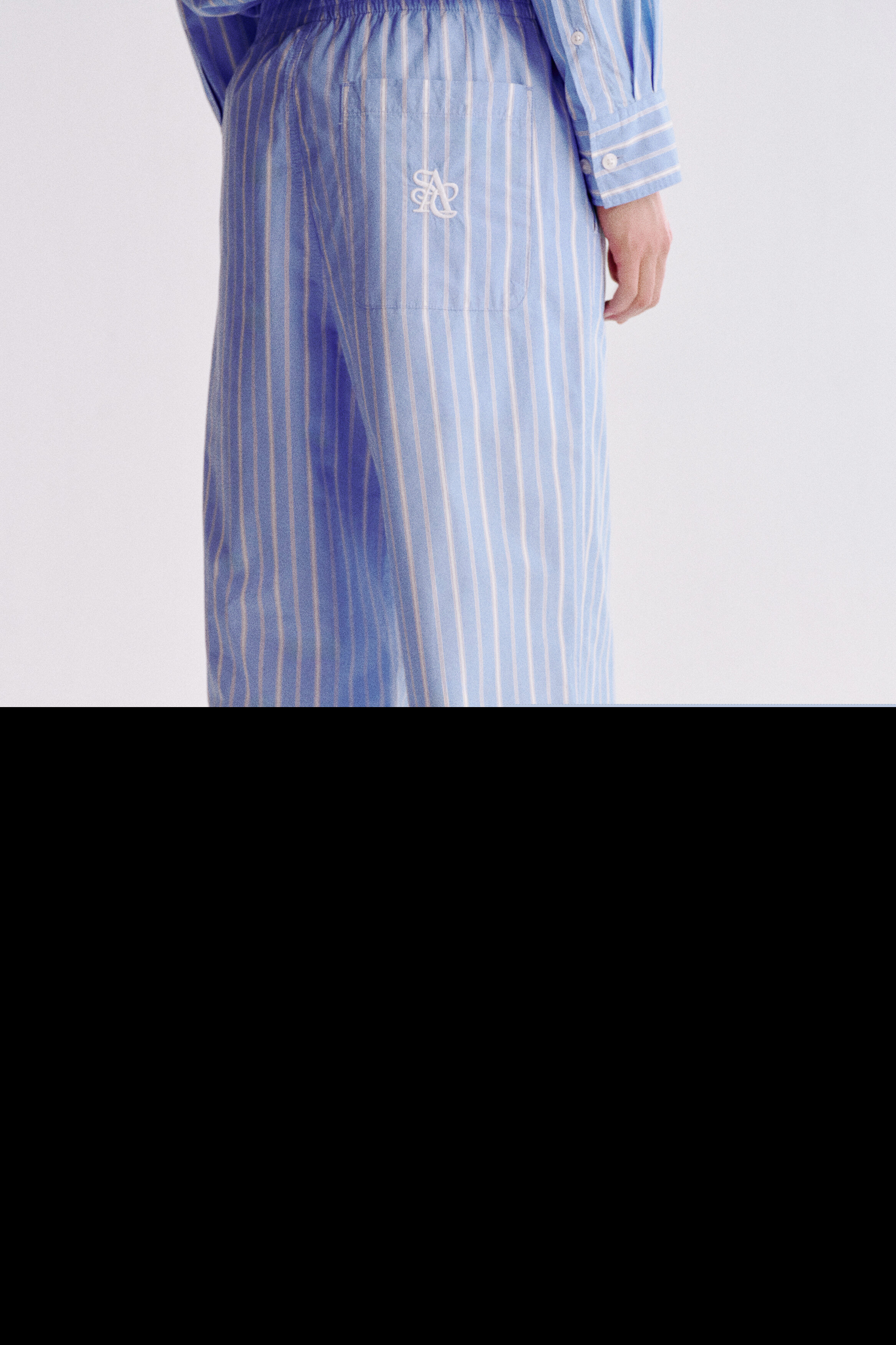 H&M Relaxed Fit Trousers, Alternate, color, Light Blue/Striped
