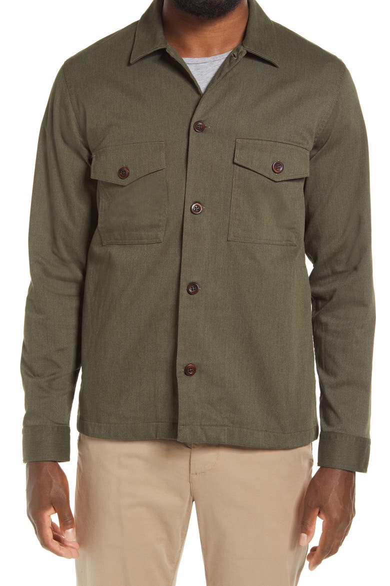 Pete Slim Fit Solid Shirt Jacket, Alternate, color, DARK ARMY