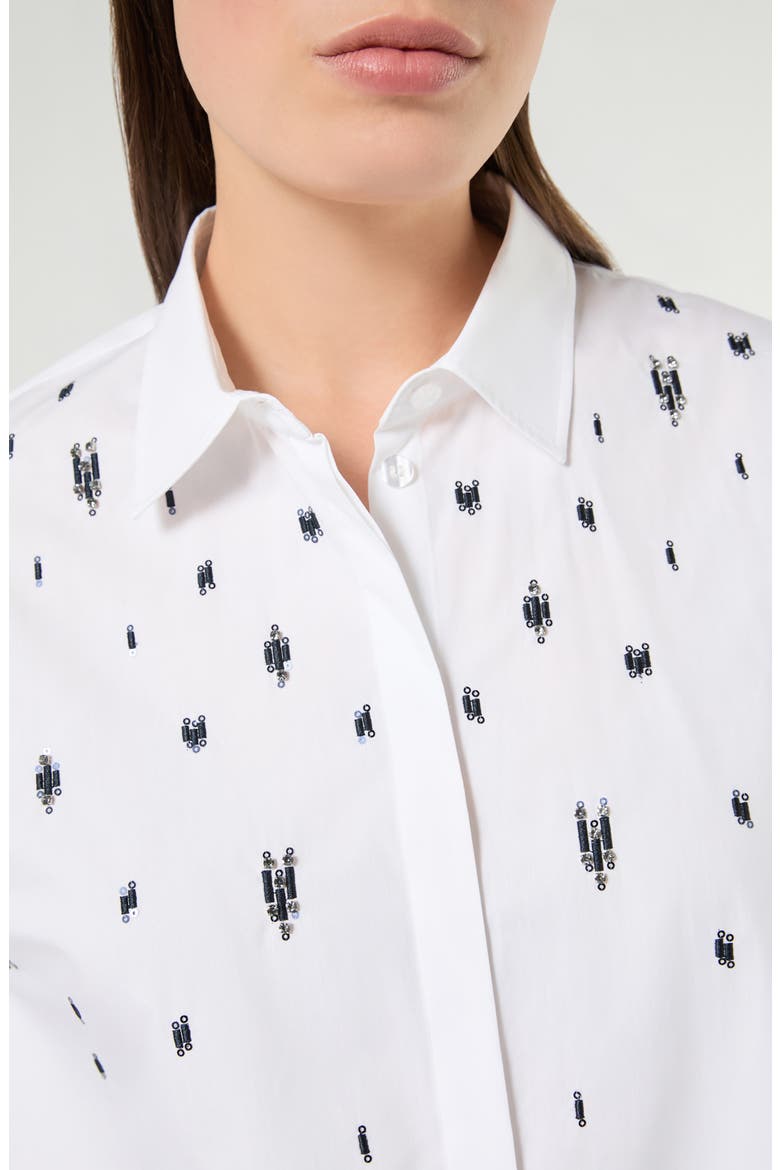 Beaded Long Sleeve Poplin Shirt, Alternate, color, OPTICAL WHITE