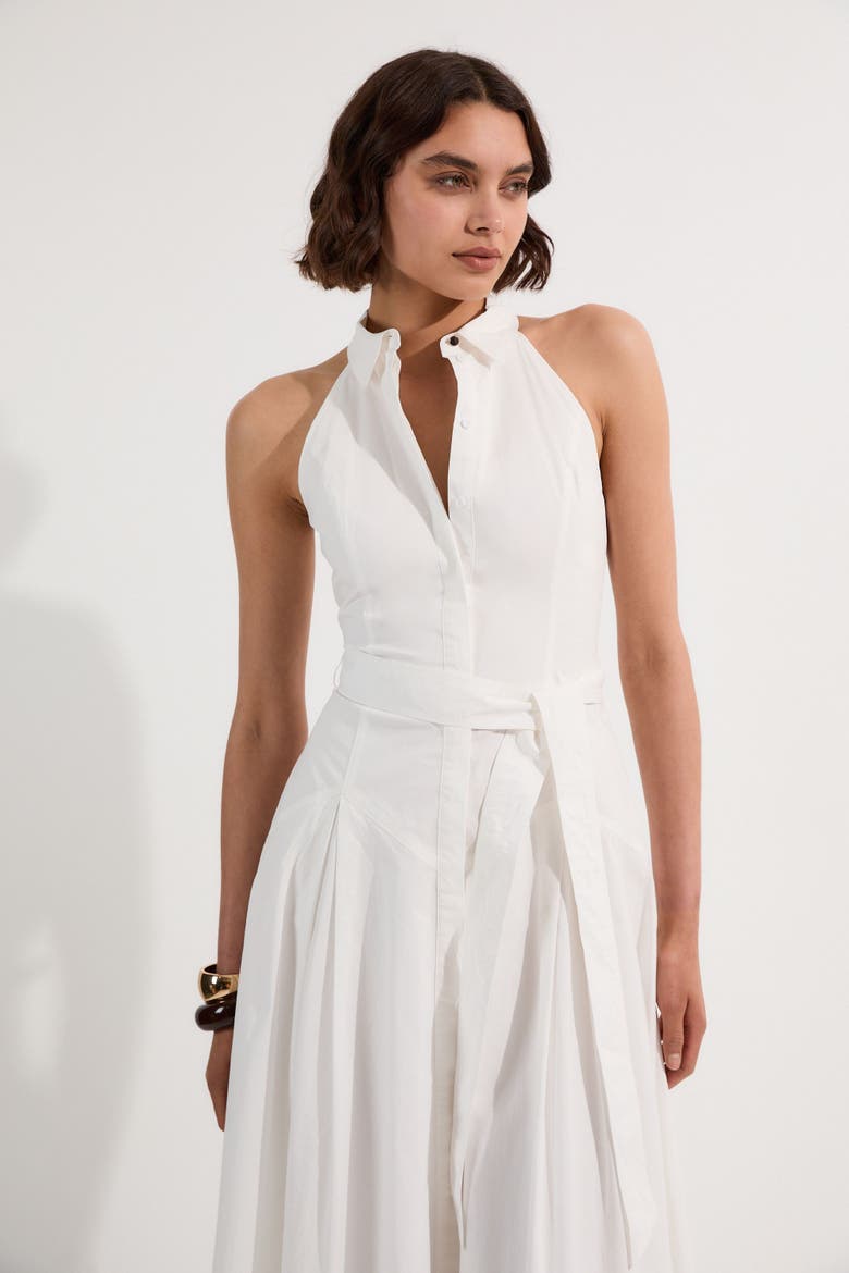 Midi Shirt Dress With Dropped Waist, Alternate, color, White