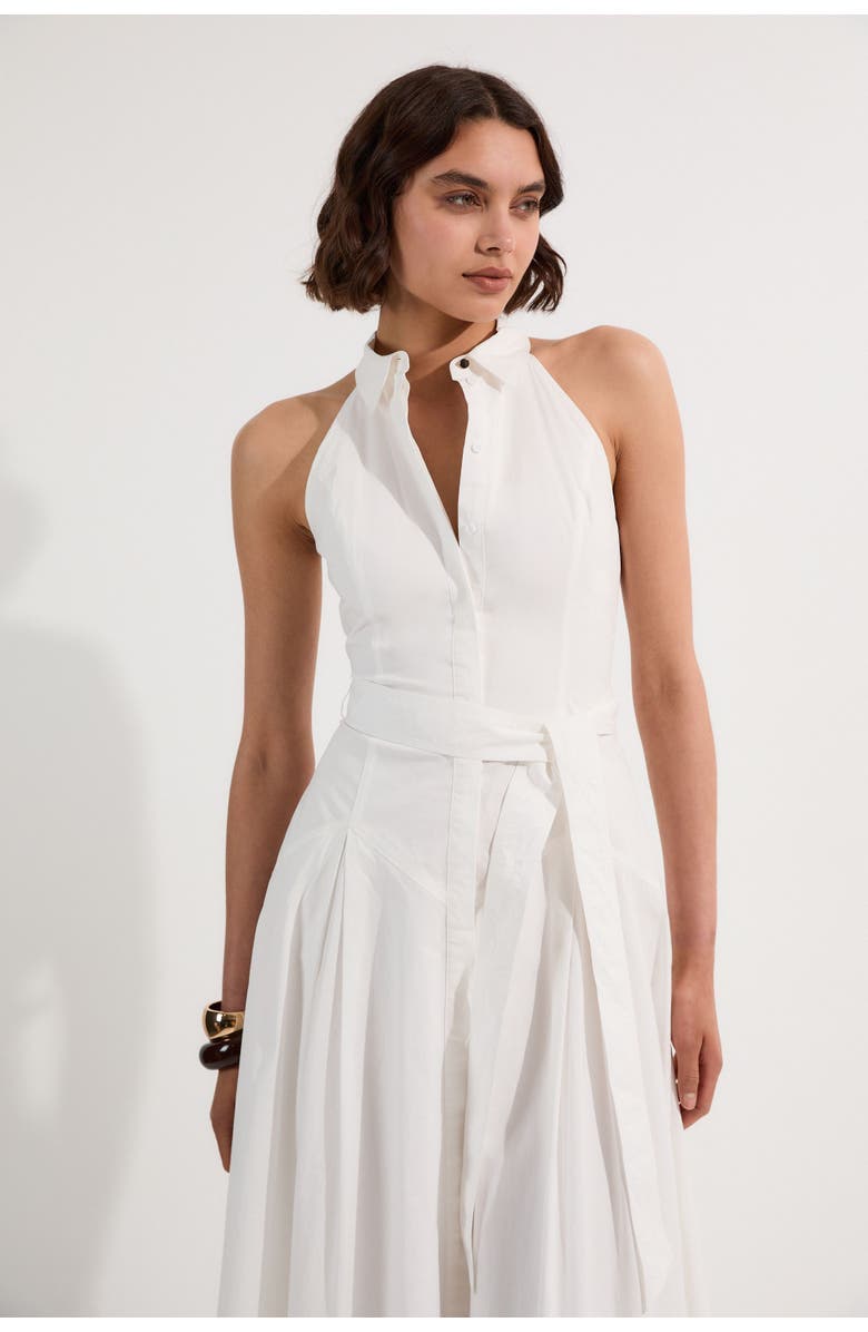 Karen Millen Midi Shirt Dress With Dropped Waist, Alternate, color, White