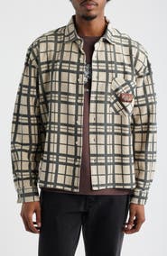 Brain Dead Plaid Cotton French Terry Button-Up Shirt