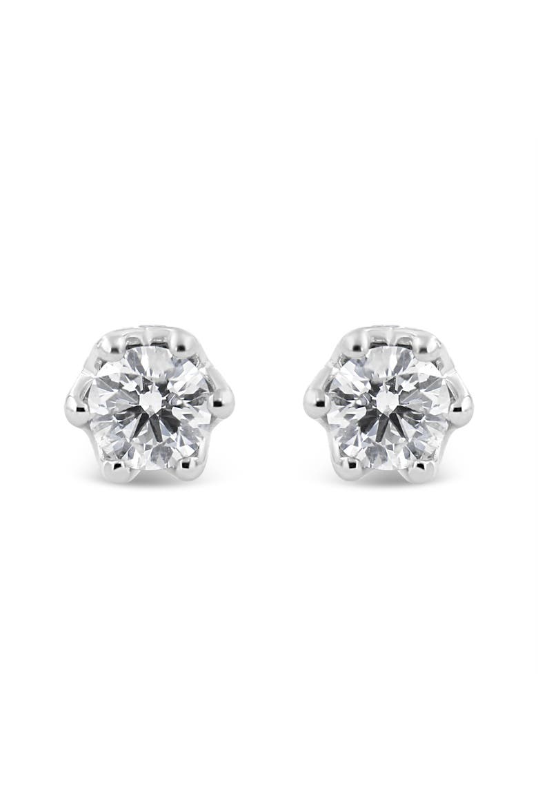 14K Gold 1/2 Cttw Round Diamond Crown Stud Earring, Main, color, White