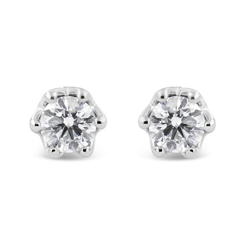 14K Gold 1/2 Cttw Round Diamond Crown Stud Earring