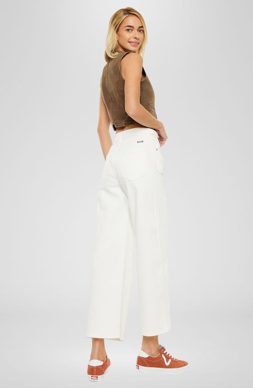 Kancan Calla Ultra High Rise Cropped Wide Leg Jeans In White