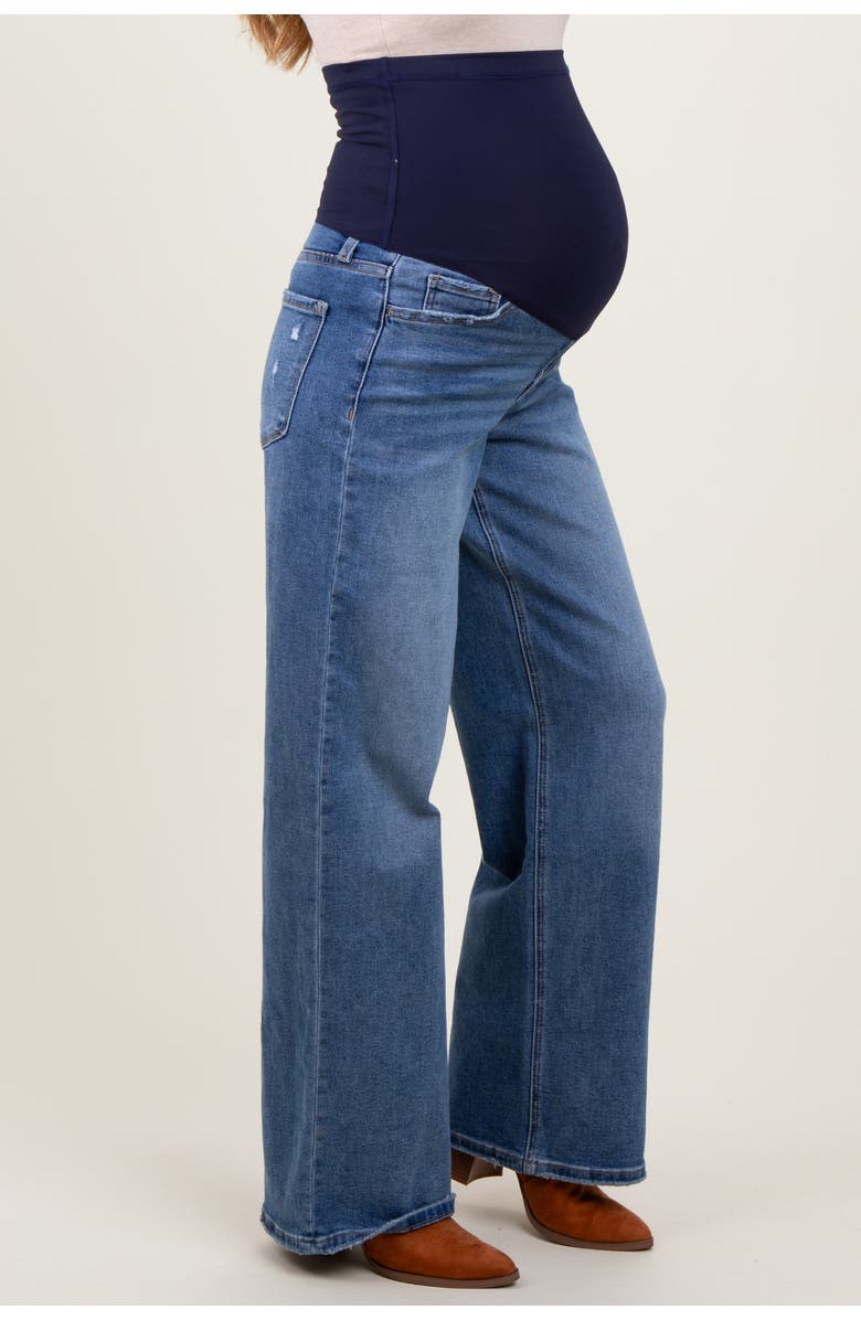 PinkBlush Washed Wide Leg Maternity Jeans, Alternate, color, Blue