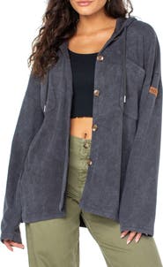 Roxy Clear Water Waffle Knit Button Front Hoodie