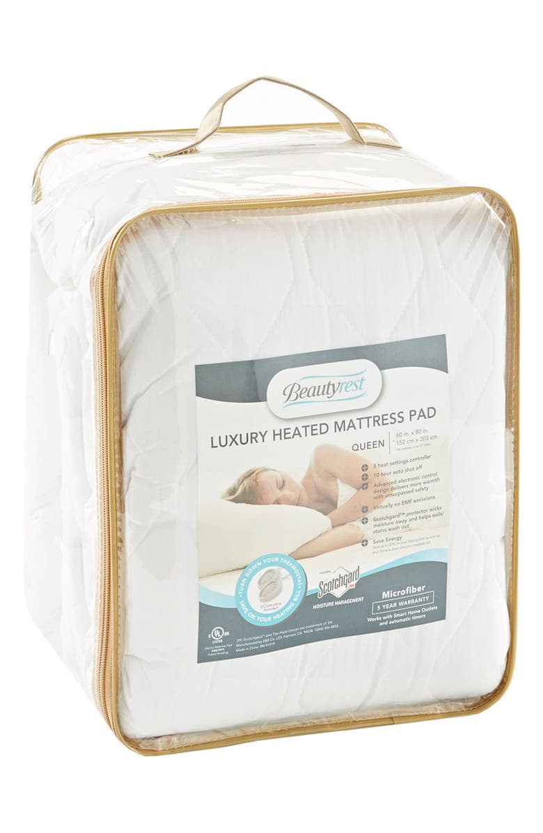 BEAUTYREST Heated Mattress Pad, Alternate, color, White