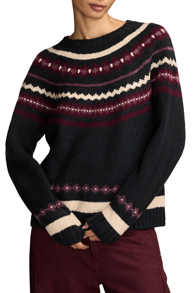 Fair Isle Crewneck Sweater, Main, color, BLACK IRIS