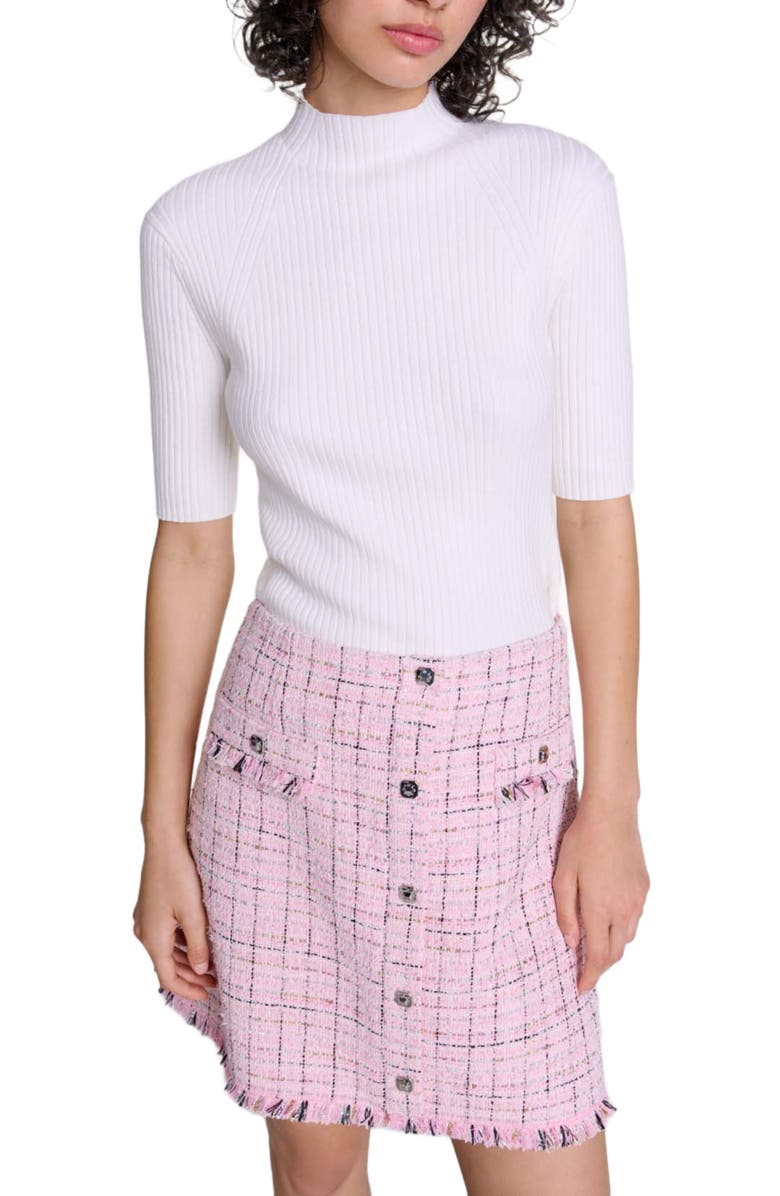 maje Tweed skirt, Alternate, color, 