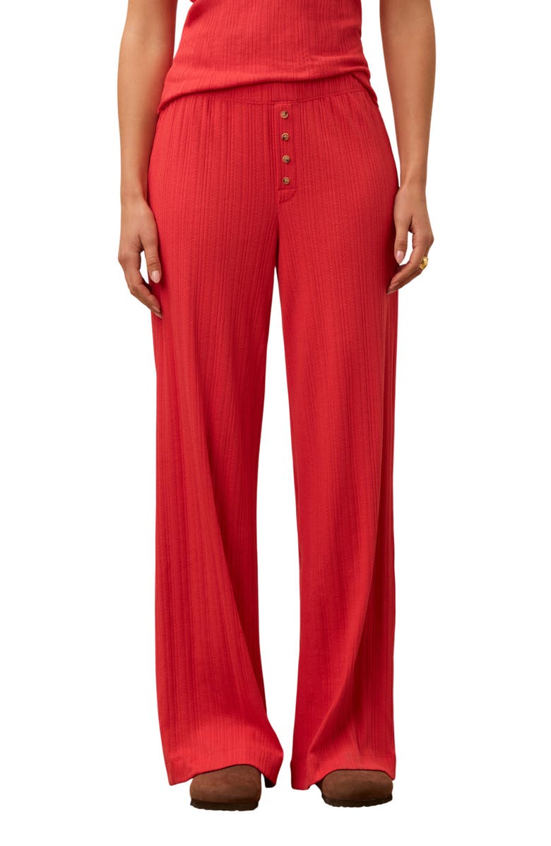 Faherty Paradise Pointelle Organic Cotton Blend Pant, Main, color, Tomato