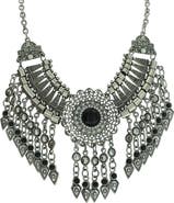 OLIVIA WELLES Silver-Tone Crystal Fringe Statement Necklace