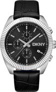 DKNY Chronograph Leather Strap Watch, 42mm
